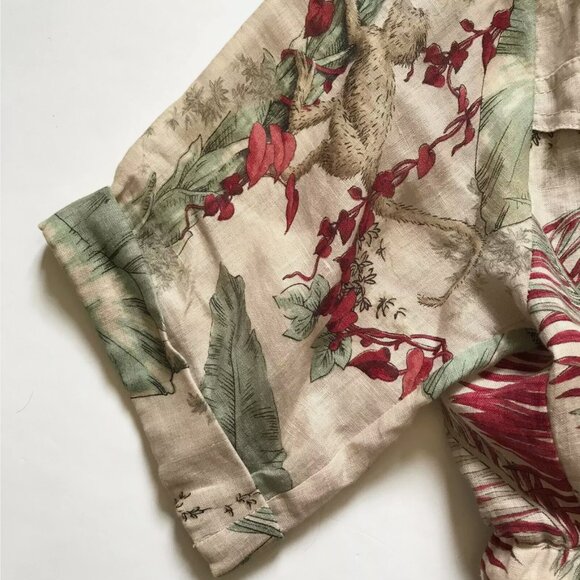 Zimmermann Aliane Floral Romper Womens 1 Small Green Short Sleeve Linen Belted - Picture 6 of 13